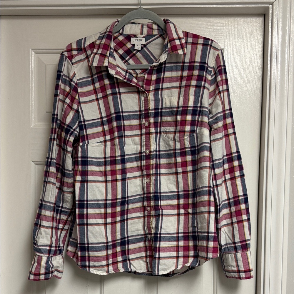 EUC Women’s J. Crew Plaid Flannel, Size L